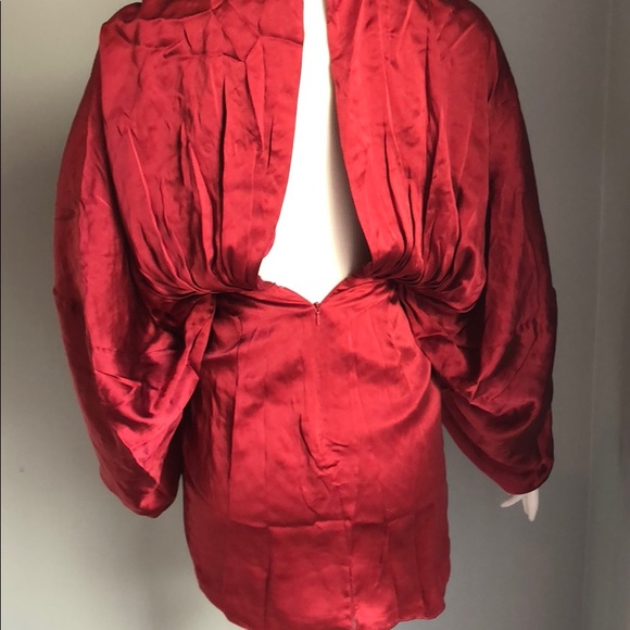 NWOT Free People burgundy Charmian silk dress - Picture 5 of 7